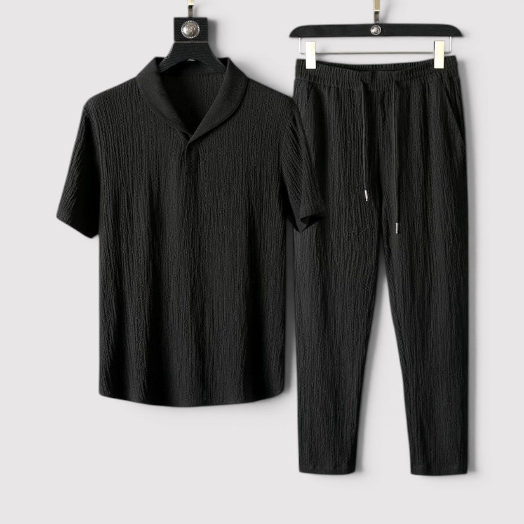 Markus Berlin Herren Kurzarm-Set aus Oberteil und Hose, Vorderansicht