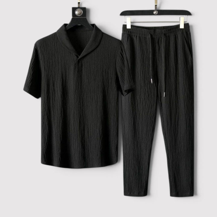 Markus Berlin Herren Kurzarm-Set aus Oberteil und Hose, Vorderansicht