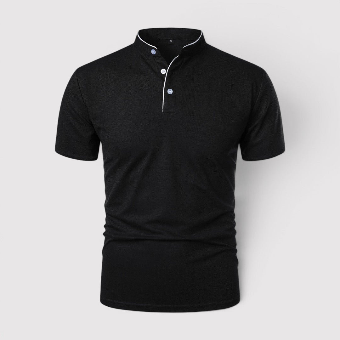 Markus Berlin Herren Poloshirt mit Stehkragen, Vorderansicht