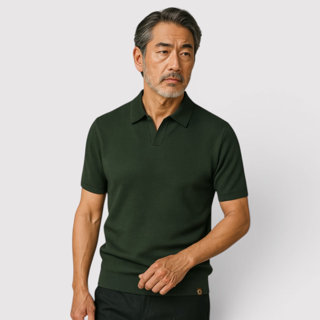 Markus Berlin Herren Poloshirt ohne Knopfleiste, Vorderansicht