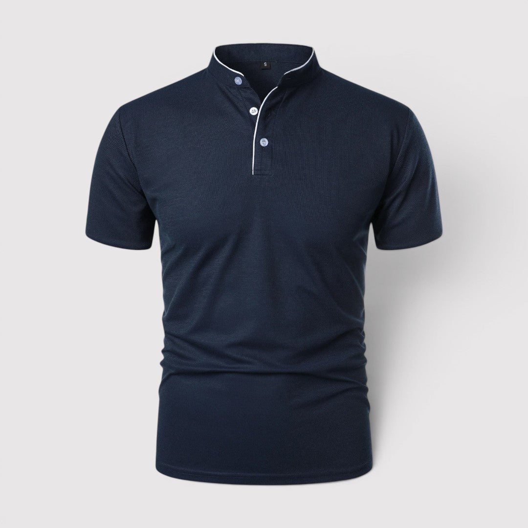 Markus Berlin Herren Poloshirt mit Stehkragen, Vorderansicht