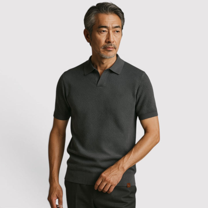 Markus Berlin Herren Poloshirt ohne Knopfleiste, Vorderansicht