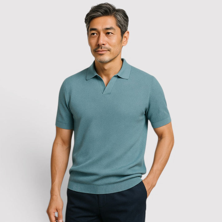 Markus Berlin Herren Poloshirt ohne Knopfleiste, Vorderansicht