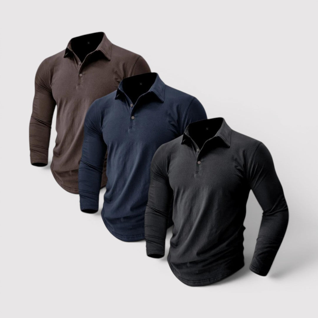 Markus Berlin Herren Langarm-Poloshirt, Vorderansicht