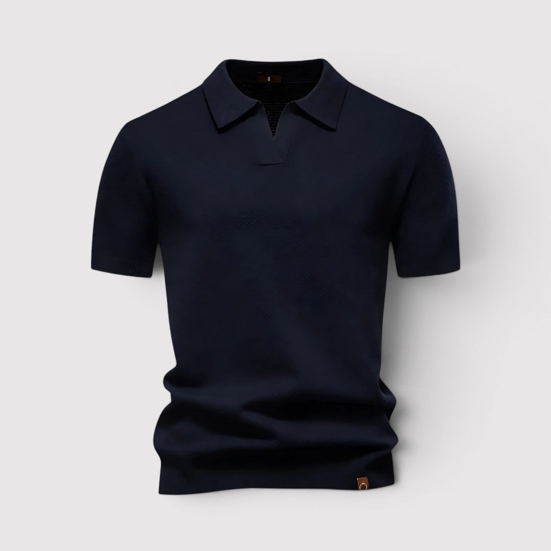 Markus Berlin Herren Poloshirt ohne Knopfleiste, Vorderansicht