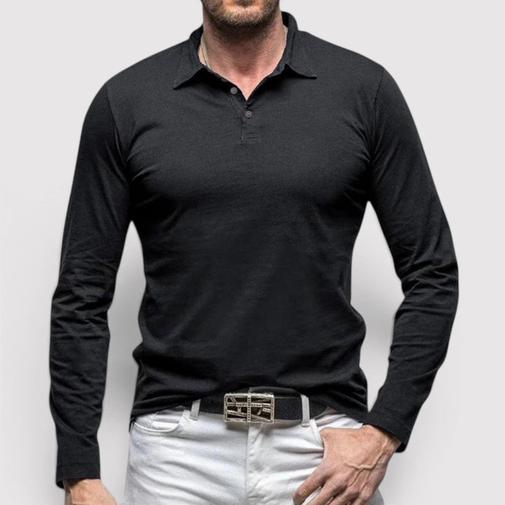 Markus Berlin Herren Langarm-Poloshirt, Vorderansicht