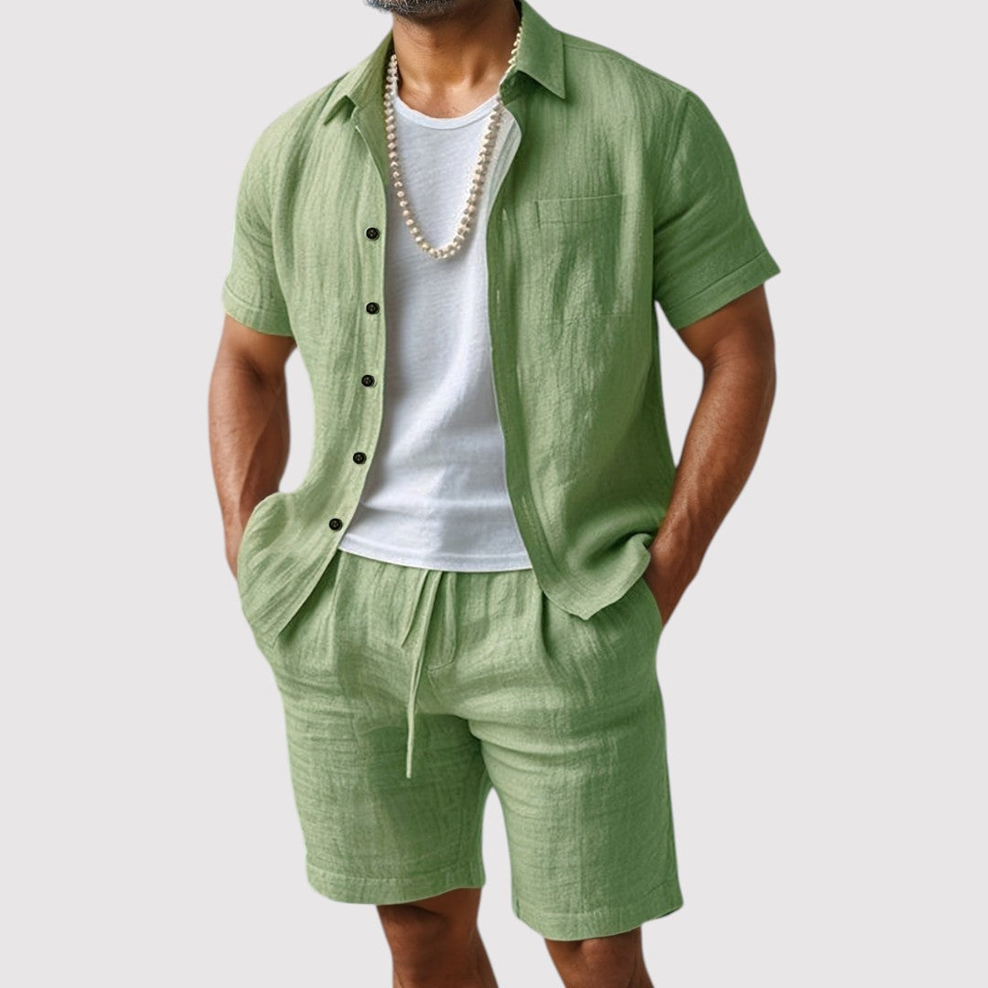 Markus Berlin Herren Hemd-Shorts-Set, Vorderansicht