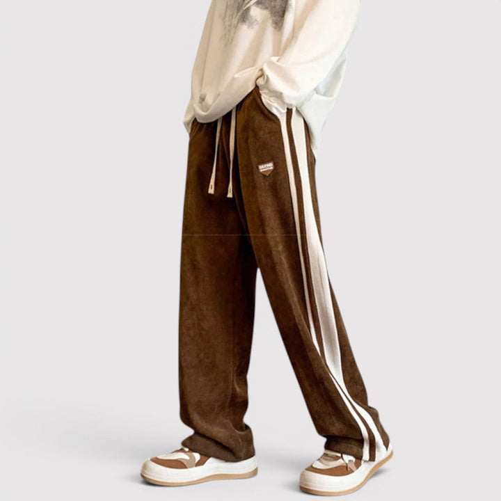 Markus Berlin Herren Wide-Leg-Hose mit Seitenstreifen, Vorderansicht