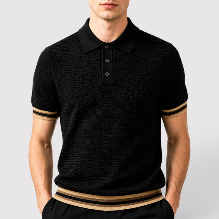 Markus Berlin Herren Strick-Poloshirt, Vorderansicht