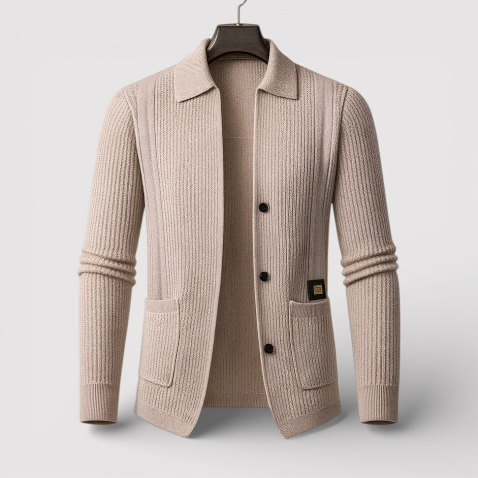 Markus Berlin Herren Strickjacke mit Kragen, Vorderansicht