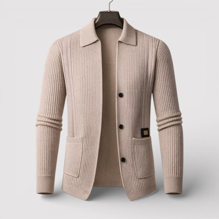 Markus Berlin Herren Strickjacke mit Kragen, Vorderansicht