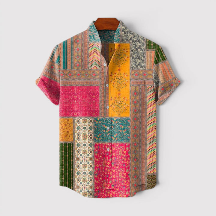 Markus Berlin Herren Patchwork-Hemd, Vorderansicht