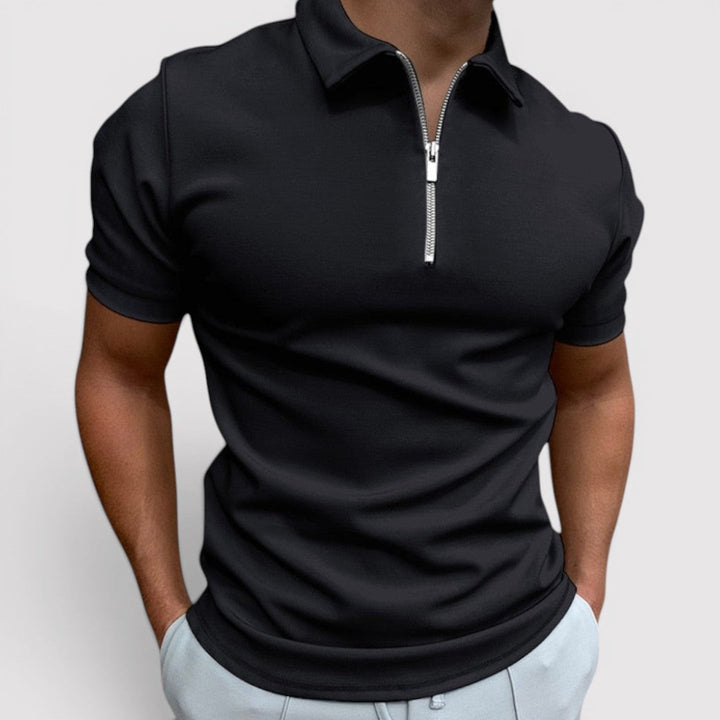 Markus Berlin Herren Stretch-Poloshirt mit Halfzip-Kragen, Vorderansicht
