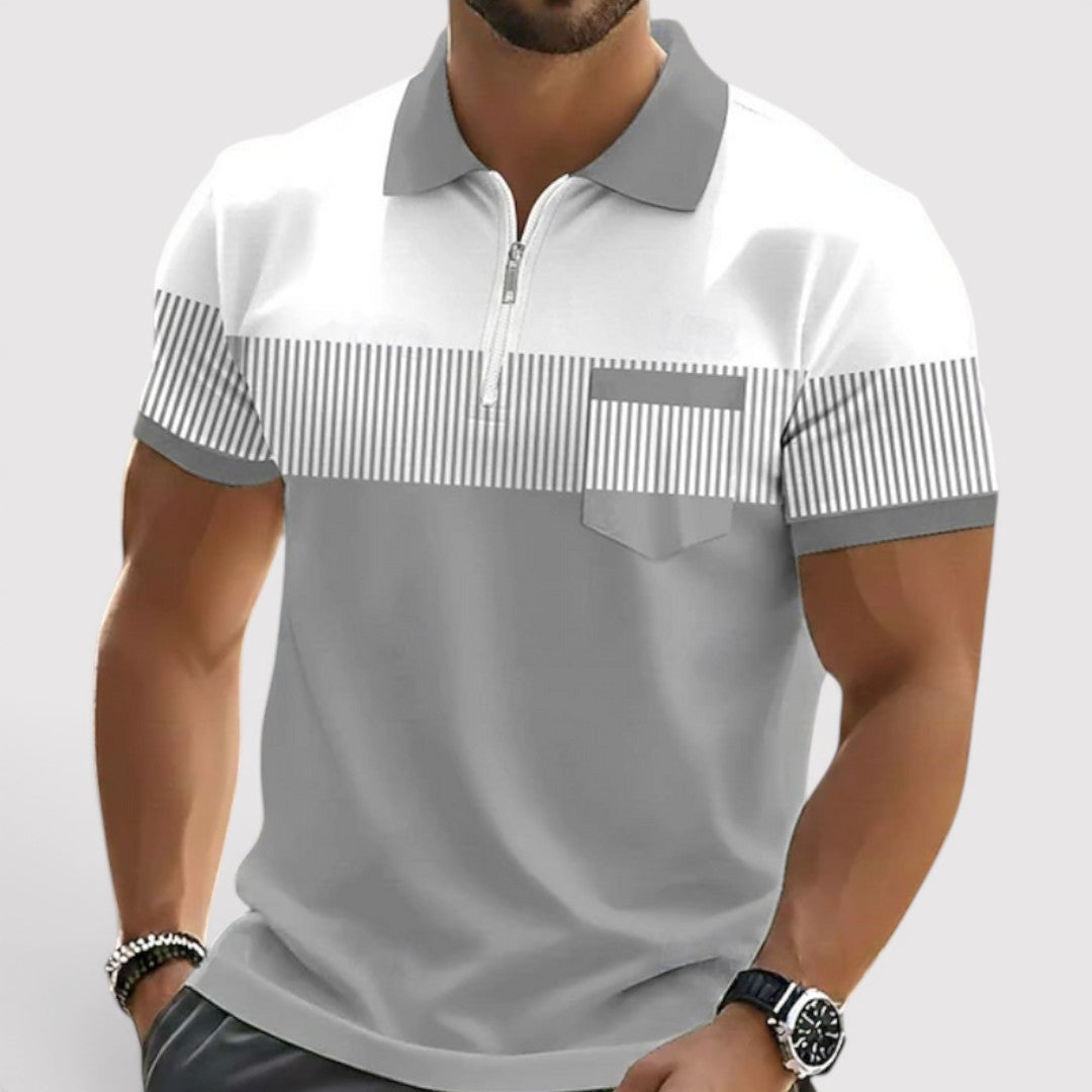 Markus Berlin Herren Gestreiftes Poloshirt, Vorderansicht