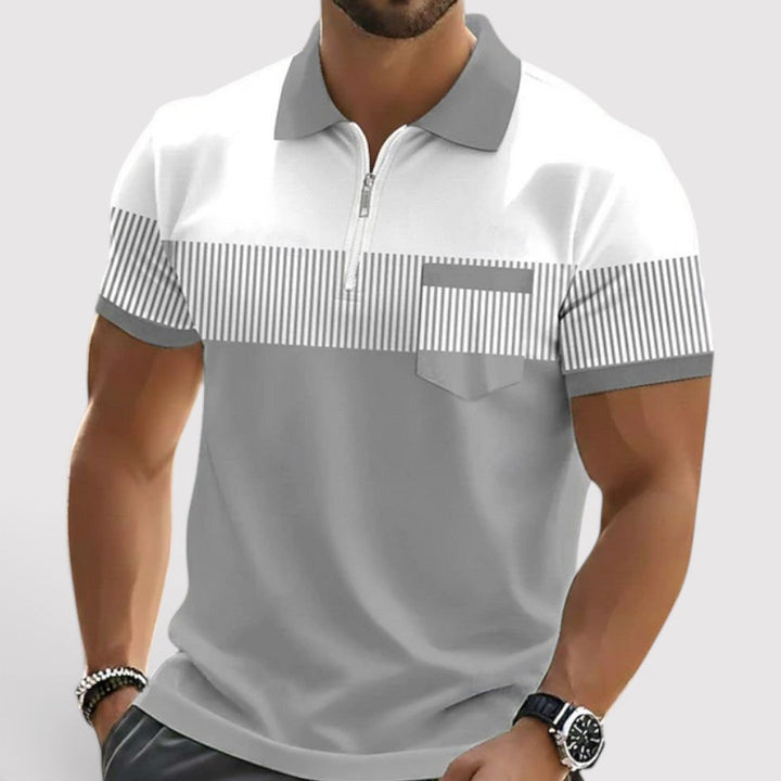 Markus Berlin Herren Gestreiftes Poloshirt, Vorderansicht