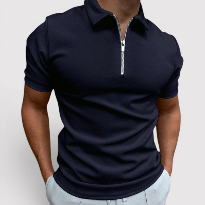 Markus Berlin Herren Stretch-Poloshirt mit Halfzip-Kragen, Vorderansicht