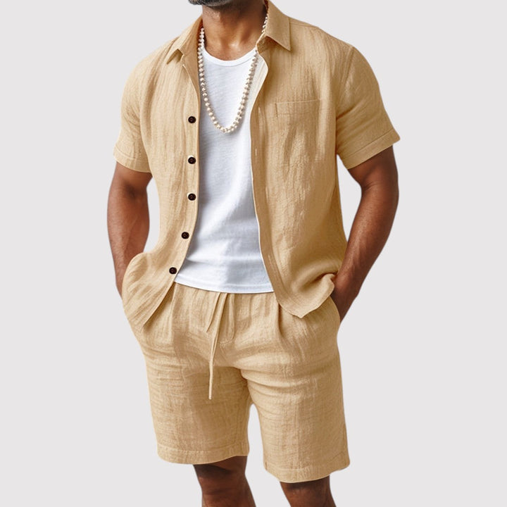 Markus Berlin Herren Hemd-Shorts-Set, Vorderansicht