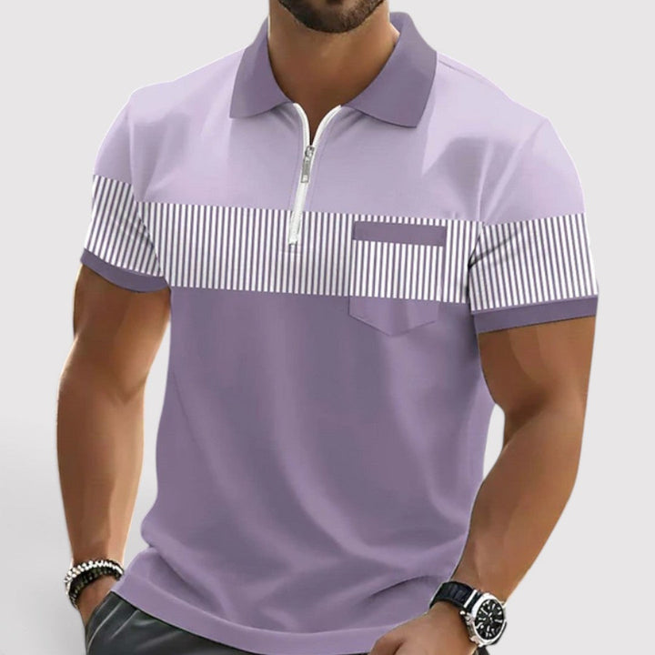 Markus Berlin Herren Gestreiftes Poloshirt, Vorderansicht