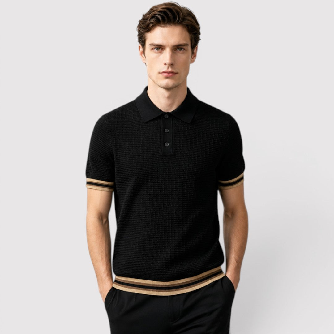 Markus Berlin Herren Strick-Poloshirt, Vorderansicht