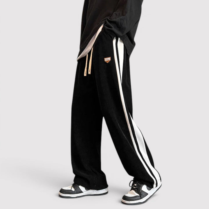Markus Berlin Herren Wide-Leg-Hose mit Seitenstreifen, Vorderansicht