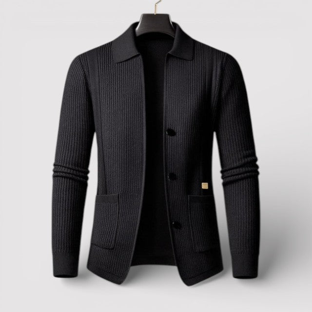 Markus Berlin Herren Strickjacke mit Kragen, Vorderansicht