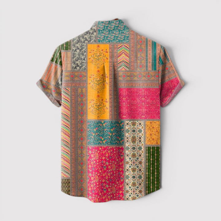 Markus Berlin Herren Patchwork-Hemd, Vorderansicht