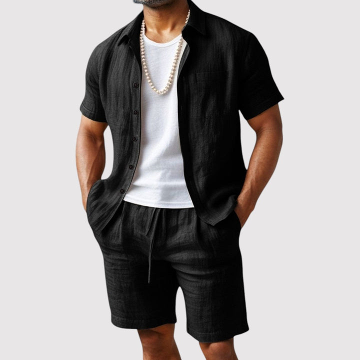 Markus Berlin Herren Hemd-Shorts-Set, Vorderansicht