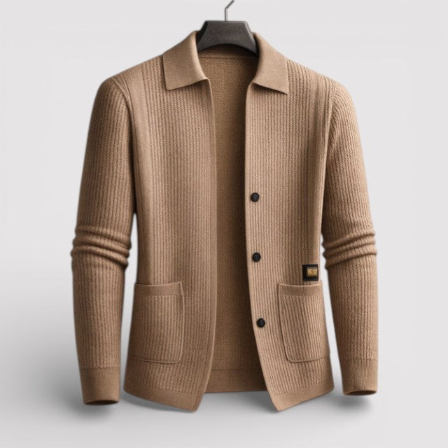 Markus Berlin Herren Strickjacke mit Kragen, Vorderansicht