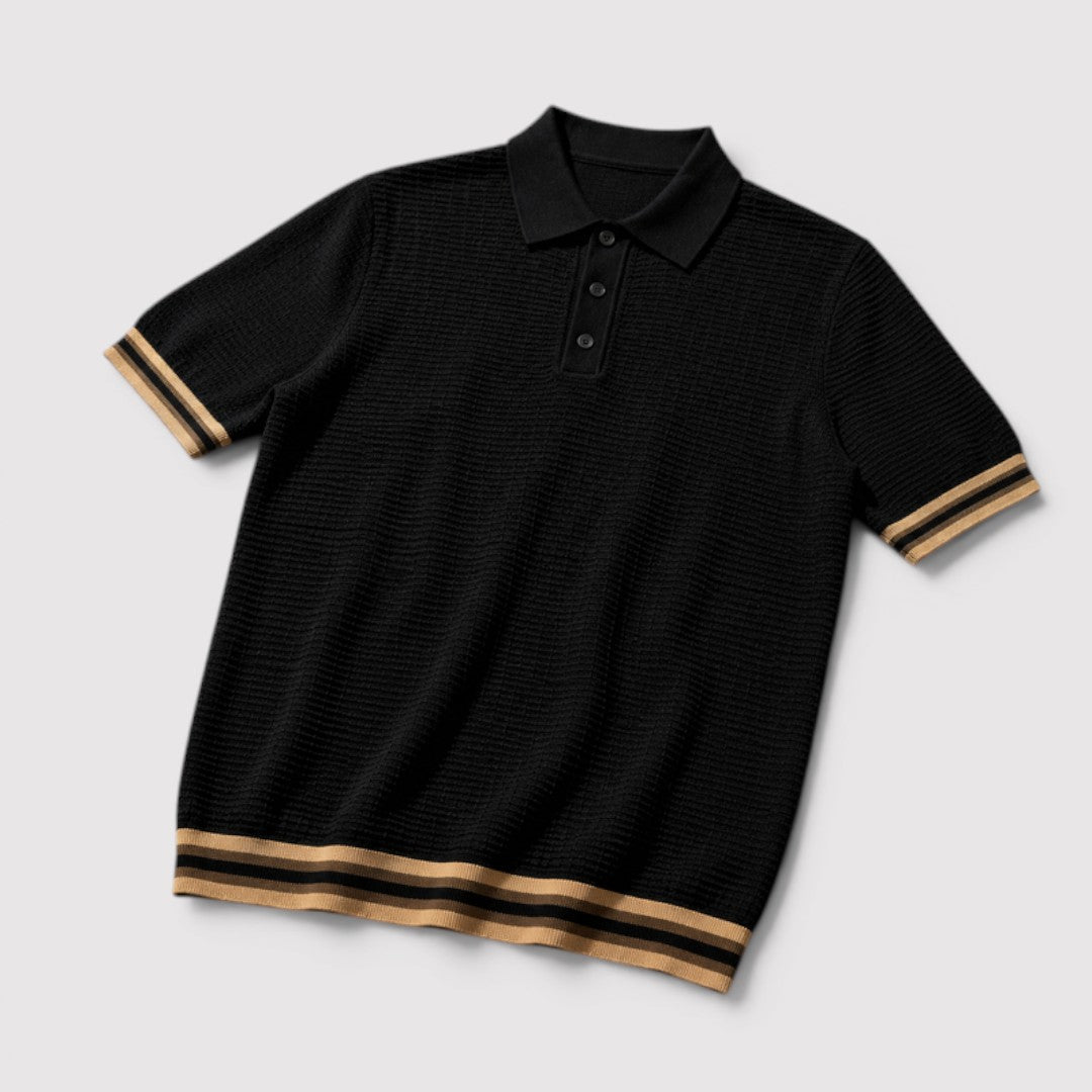 Markus Berlin Herren Strick-Poloshirt, Vorderansicht