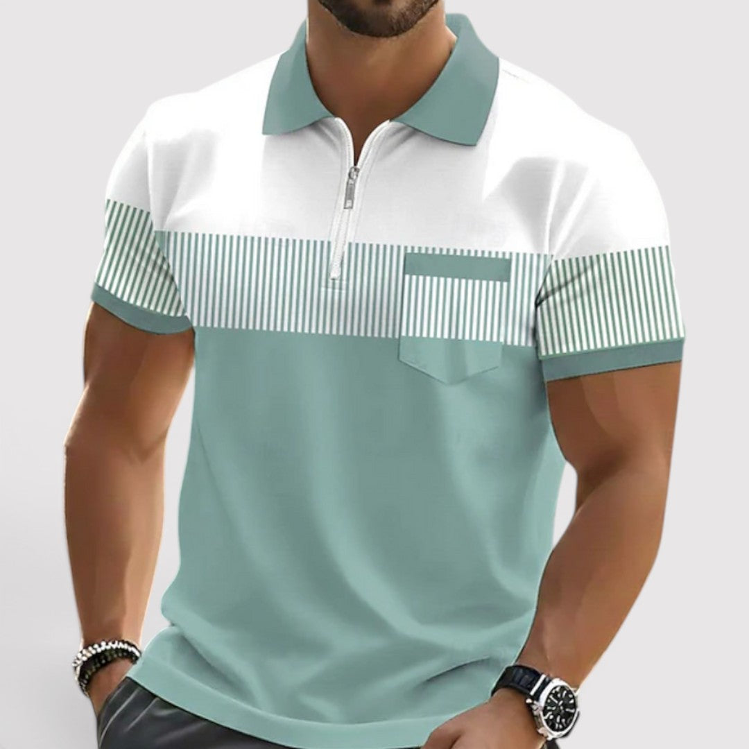 Markus Berlin Herren Gestreiftes Poloshirt, Vorderansicht