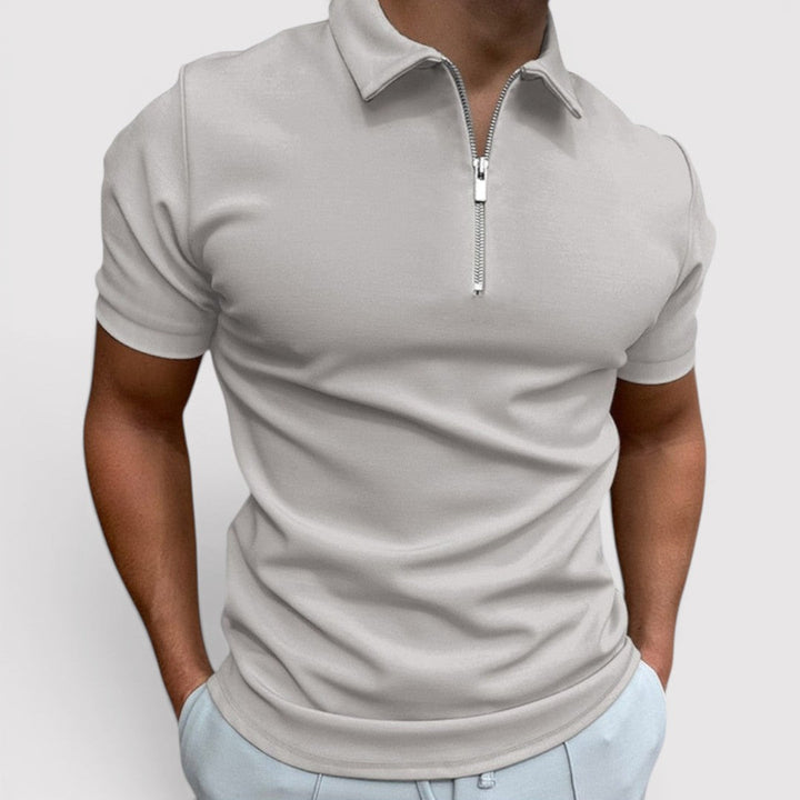 Markus Berlin Herren Stretch-Poloshirt mit Halfzip-Kragen, Vorderansicht