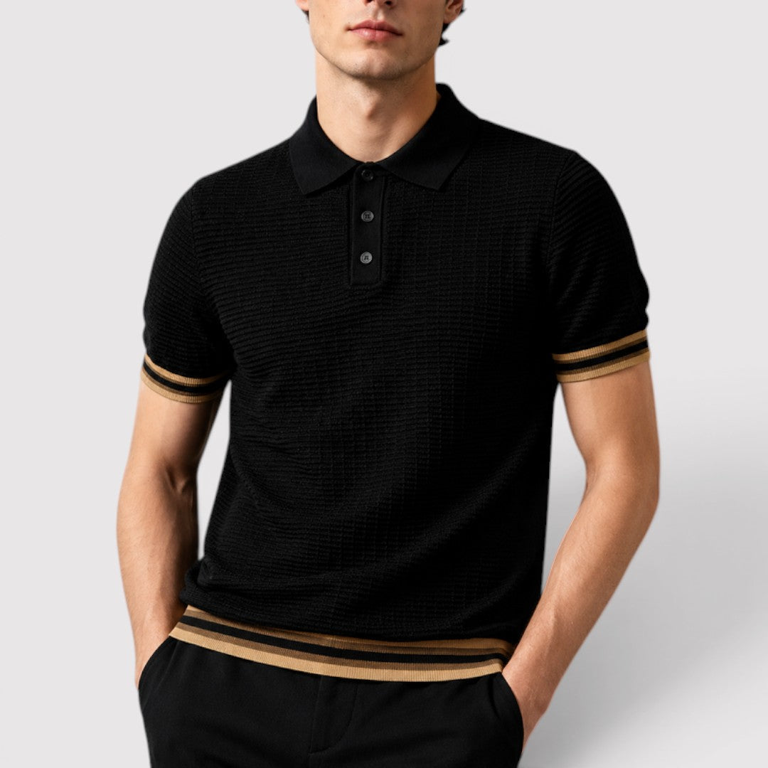 Markus Berlin Herren Strick-Poloshirt, Vorderansicht