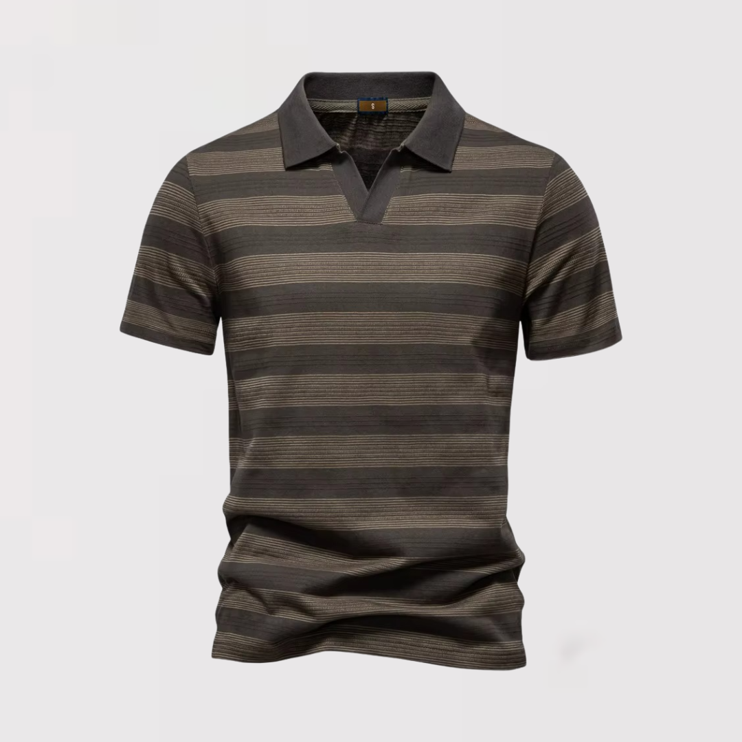 Markus Berlin Herren Luftiges gestreiftes Poloshirt für den Sommer, Vorderansicht