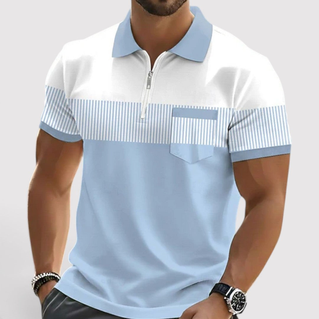 Markus Berlin Herren Gestreiftes Poloshirt, Vorderansicht
