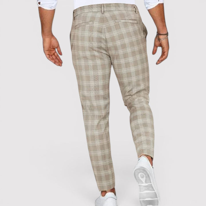Markus Berlin Herren karierte Tapered-Hose mit schmaler Silhouette, Vorderansicht