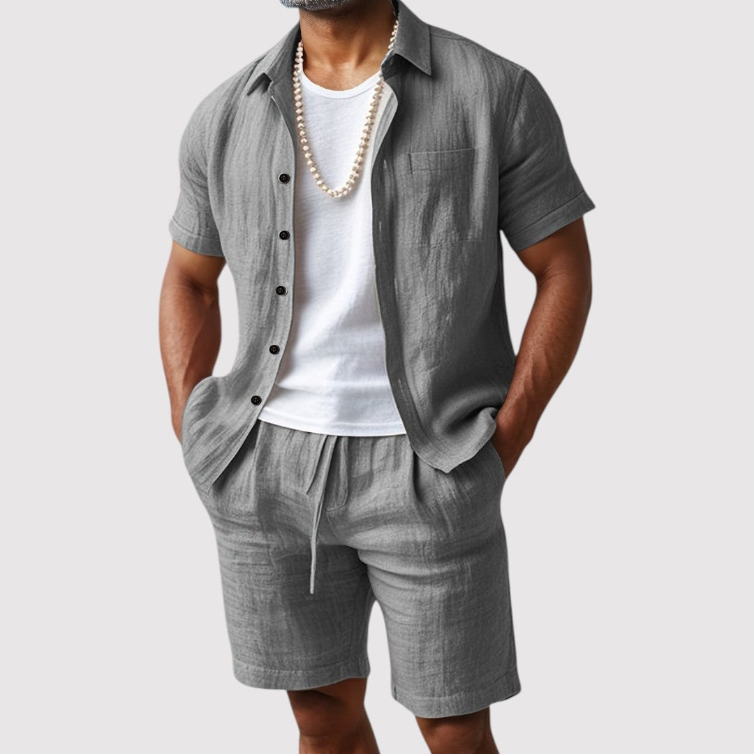 Markus Berlin Herren Hemd-Shorts-Set, Vorderansicht