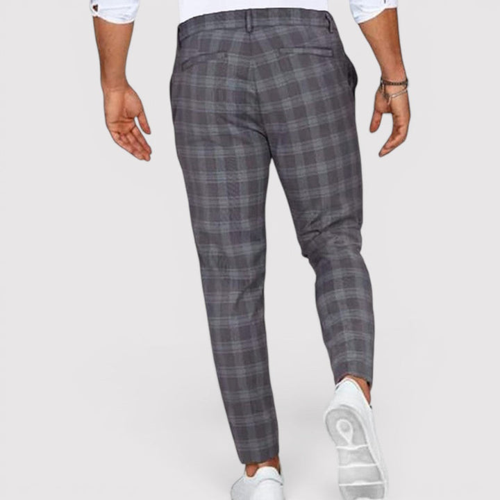Markus Berlin Herren karierte Tapered-Hose mit schmaler Silhouette, Vorderansicht