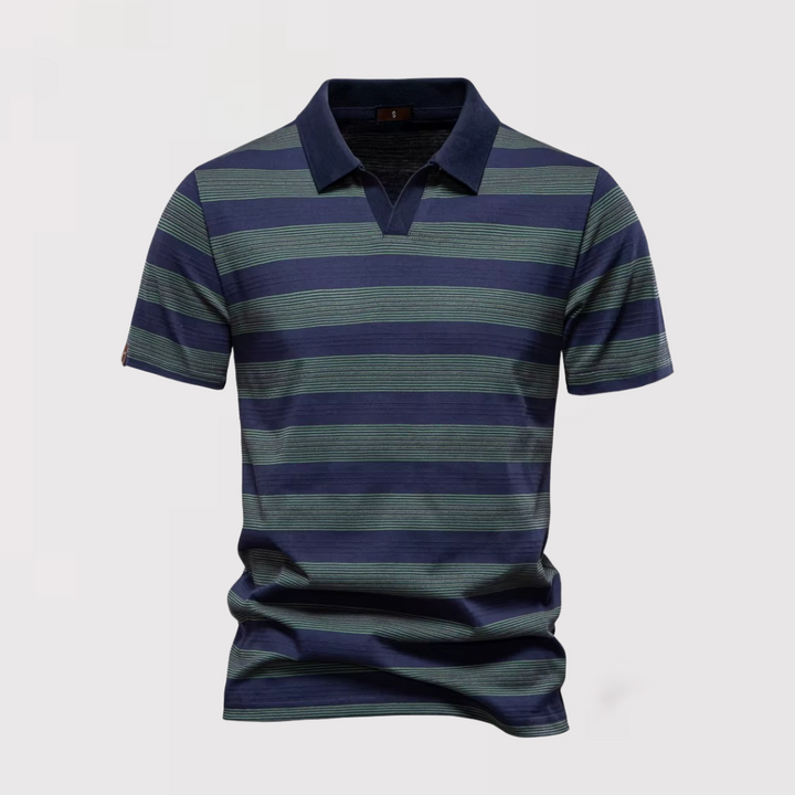 Markus Berlin Herren Luftiges gestreiftes Poloshirt für den Sommer, Vorderansicht