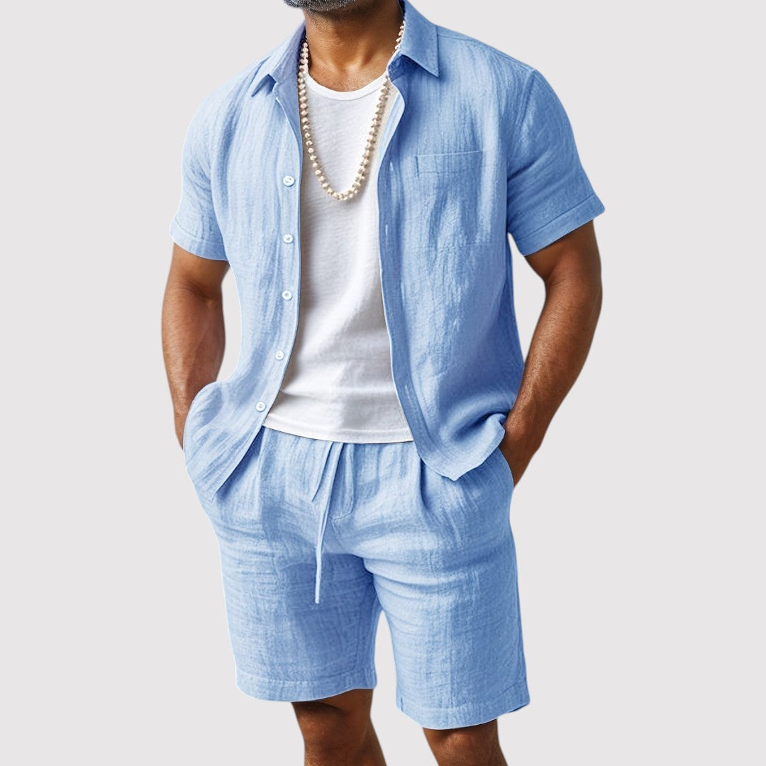 Markus Berlin Herren Hemd-Shorts-Set, Vorderansicht