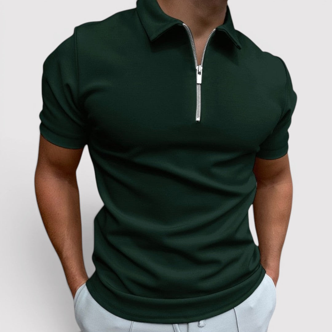 Markus Berlin Herren Stretch-Poloshirt mit Halfzip-Kragen, Vorderansicht