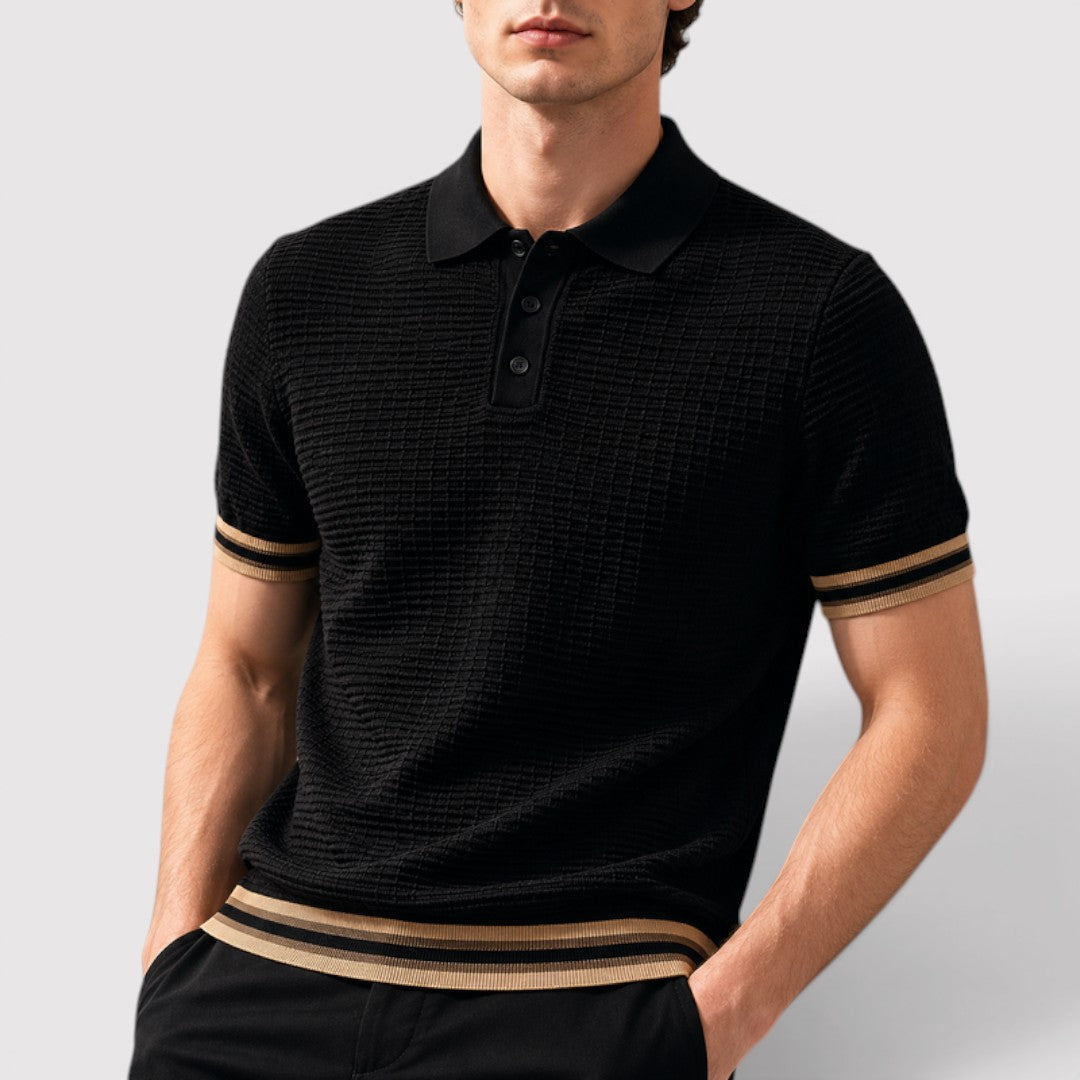 Markus Berlin Herren Strick-Poloshirt, Vorderansicht