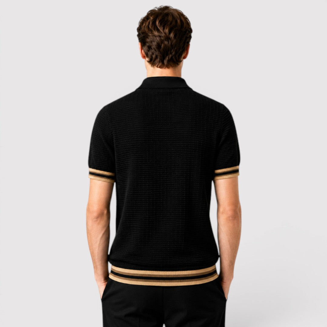 Markus Berlin Herren Strick-Poloshirt, Vorderansicht