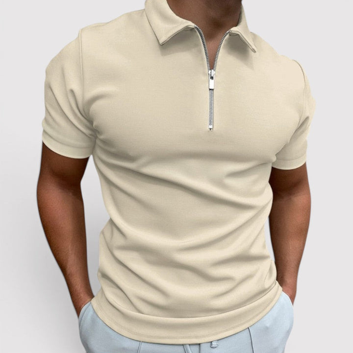 Markus Berlin Herren Stretch-Poloshirt mit Halfzip-Kragen, Vorderansicht