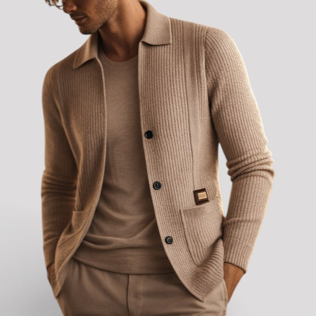Markus Berlin Herren Strickjacke mit Kragen, Vorderansicht