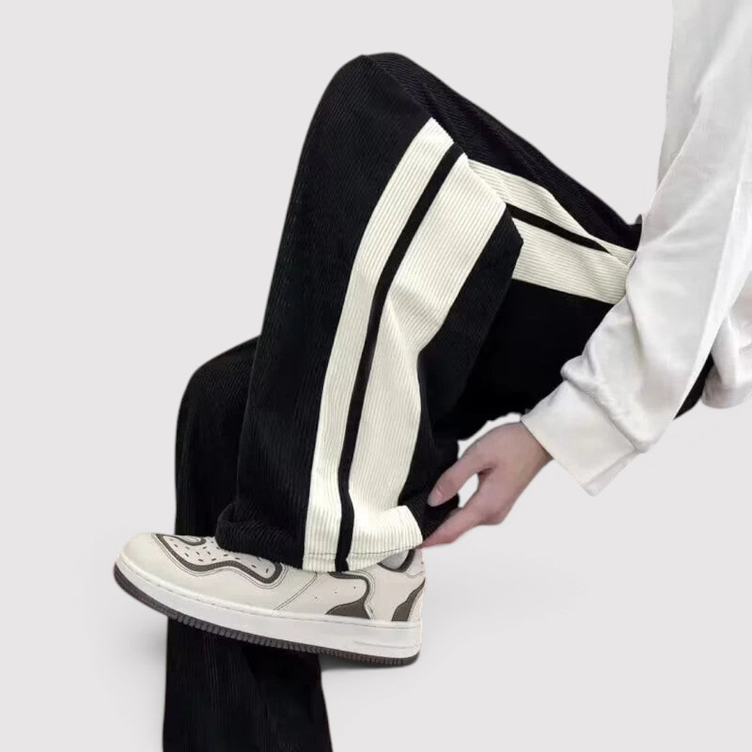 Markus Berlin Herren Wide-Leg-Hose mit Seitenstreifen, Vorderansicht
