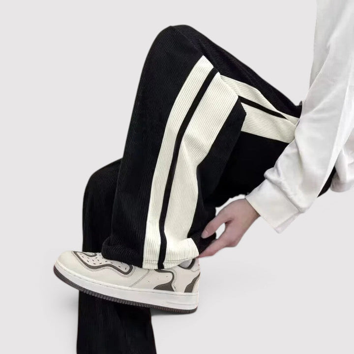 Markus Berlin Herren Wide-Leg-Hose mit Seitenstreifen, Vorderansicht