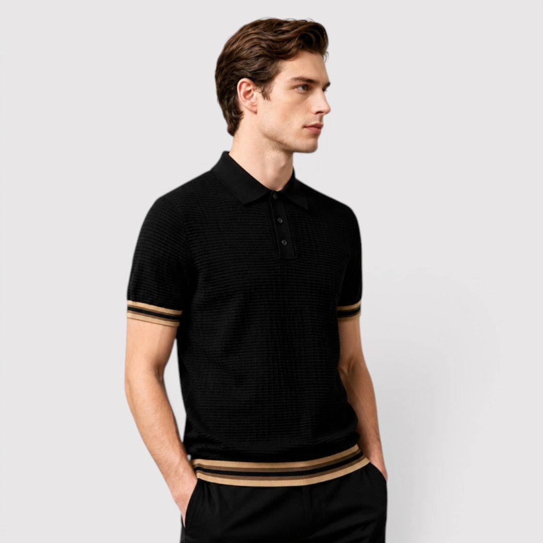 Markus Berlin Herren Strick-Poloshirt, Vorderansicht