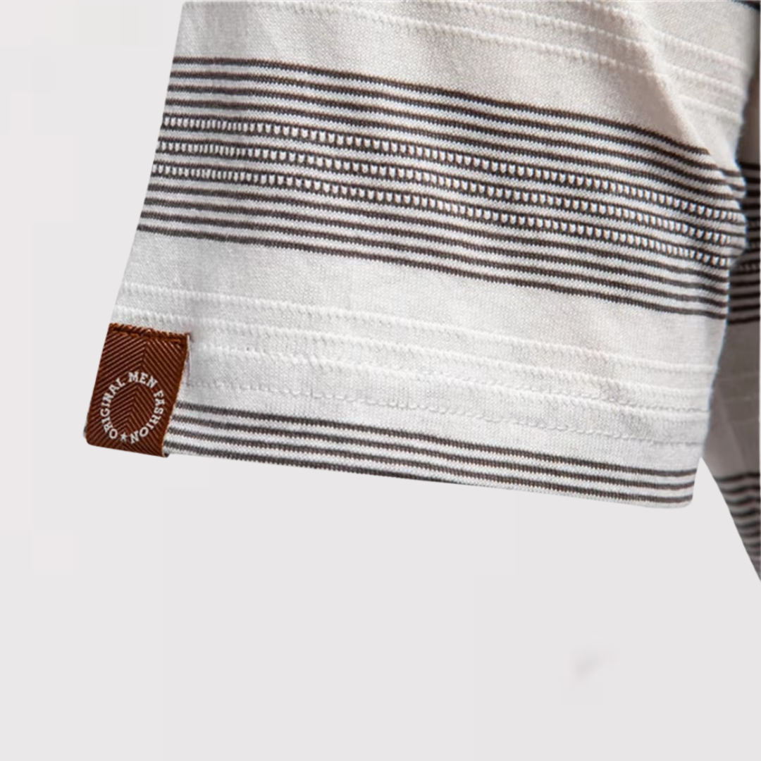 Markus Berlin Herren Luftiges gestreiftes Poloshirt für den Sommer, Vorderansicht