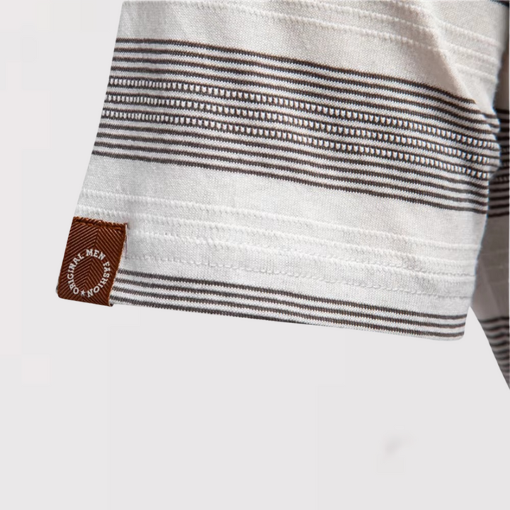Markus Berlin Herren Luftiges gestreiftes Poloshirt für den Sommer, Vorderansicht