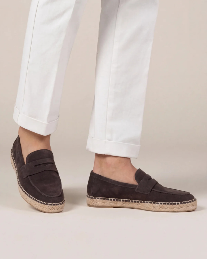 Markus Berlin Herren Espadrille Kaffeebraun, Vorderansicht